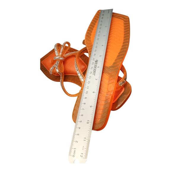 London Rag Orange Jelly Sandal Flip Flop Silver Gems Bowtie Women's Size 11 - Picture 10 of 10